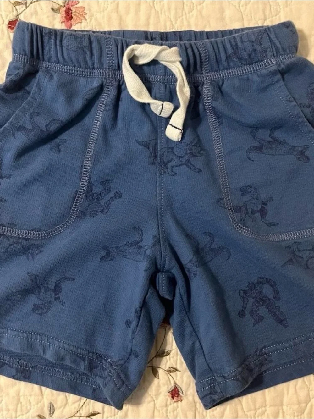 Carter's Blue Jersey Drawstring Kids Shorts with Subtle Print